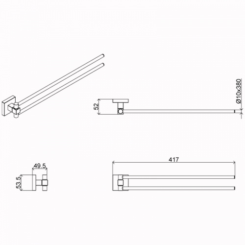 картинка Полотенцедержатель AZARIO RINA двойной, поворотный, хром (AZ-87002A) от магазина Сантехстрой