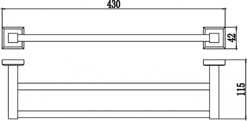 картинка Держатель для полотенец прямой (2-ой) 40 см Savol 95 (S-409548) от магазина Сантехстрой