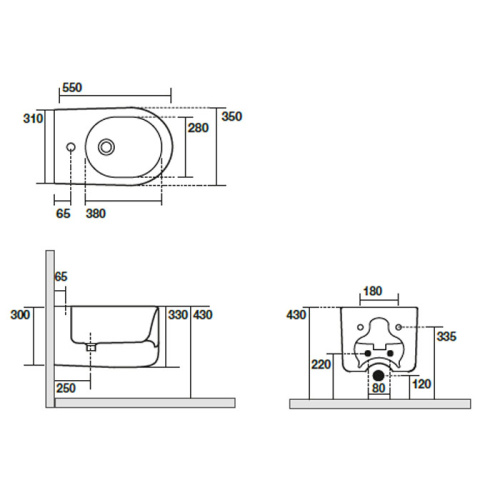 картинка Kerasan Nolita Биде подвесное с 1 отв. под смеситель 55х35 см, с креплениями WB9N, цвет: Verde muschio от магазина Сантехстрой