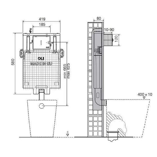 картинка Бачок сливной скрытого монтажа для унитаза OLI 80 (CB01000885070/CB01000052624) от магазина Сантехстрой