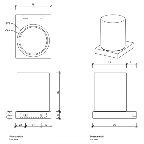 картинка DECOR WALTHER CONTRACT CT WMG Стакан настенный, цвет черный матовый от магазина Сантехстрой