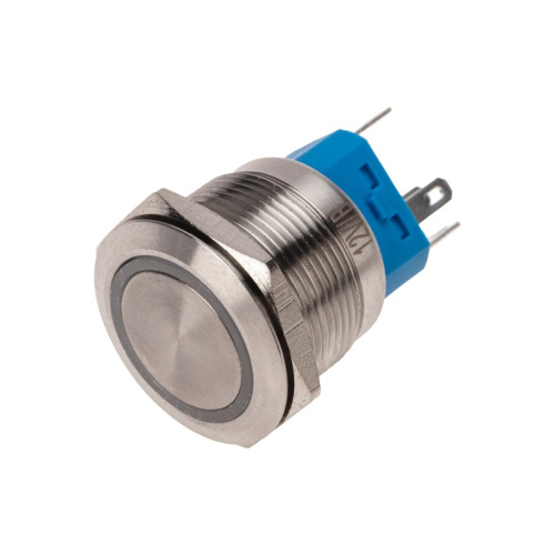 картинка Кнопка антивандальная Ø22 12В(LED) Б/Фикс (5с) OFF-(ON) / ON-(OFF) подсв/синяя REXANT от магазина Сантехстрой