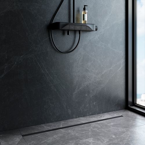 картинка W01SC-S11-100-05BM MasterFlow Трап для душа линейный универс затвор Slim line 100см цвет черн мат от магазина Сантехстрой