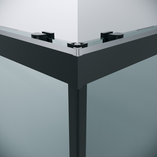 картинка Душевое ограждение Grossman Cosmo 300.K33.02.9090.21.00 (90х90х195) квадрат,раздвижная,черный матовый,стекло прозрачное, 1 место от магазина Сантехстрой