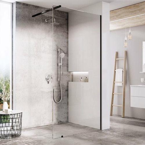 картинка Душевая перегородка Ravak Walk-In Wall 140 GW9WM0300Z1 профиль Черный стекло Transparent от магазина Сантехстрой