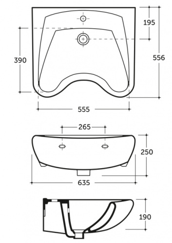 картинка Раковина хирургическая КЕРАМИН 55 с креплением, белая (CS00077222) от магазина Сантехстрой