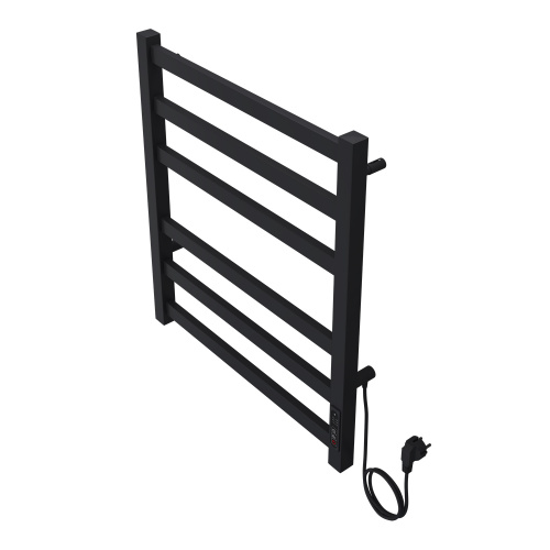 картинка Полотенцесушитель электрический AZARIO PALERMO 500/600 квадрат, 6 секций, диммер справа, черный (AZ83856B) от магазина Сантехстрой
