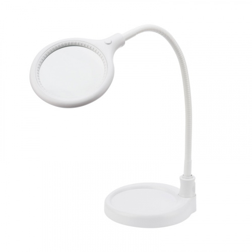 картинка Лупа настольная 3D с подсветкой 30 SMD LED,  подставка+прищепка,  ø95мм,  белая (2014-2R, BO) REXANT от магазина Сантехстрой