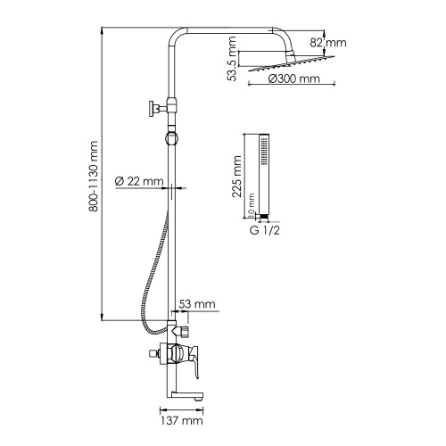 картинка A166.116.137.010.CH Душевой комплект со смесителем от магазина Сантехстрой