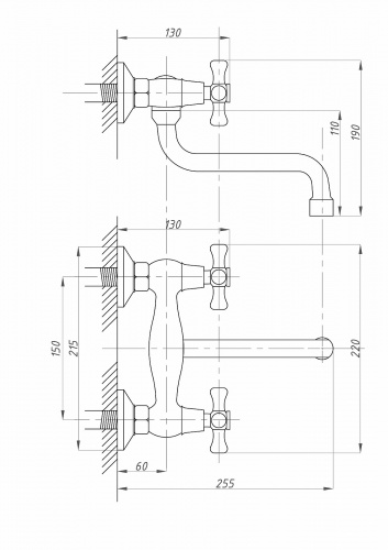 картинка Смеситель для кухни FAUZT FZs-490-07 настенный тип См-МДРНА от магазина Сантехстрой