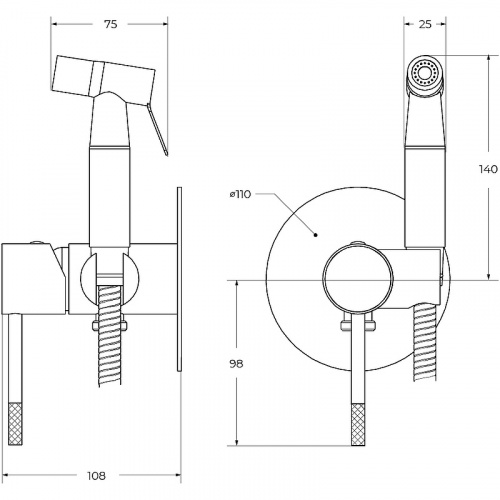 картинка Гигиенический душ со смесителем Cezares Relax RELAX-DIF-01 Хром от магазина Сантехстрой