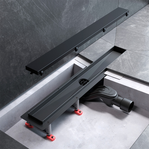 картинка W01SC-U11-060-04BM MasterFlow Трап для душа линейный универс затвор Tile 60см цвет черн мат от магазина Сантехстрой