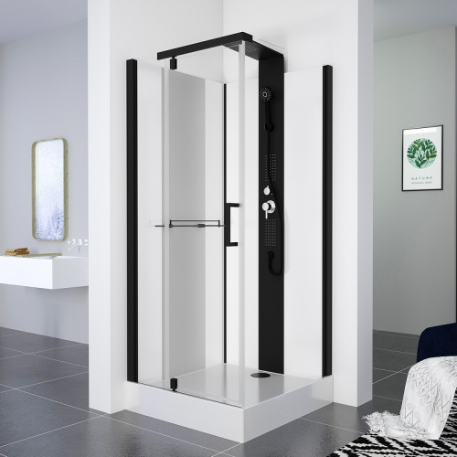 картинка Душевая кабина Black&White Galaxy G8702 90x90 8702900 с гидромассажем от магазина Сантехстрой