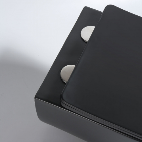 картинка Унитаз подвесной Evo VT1-34SMB безободковый, цвет белый, ультратонкое soft-close сиденье, черный матовый от магазина Сантехстрой