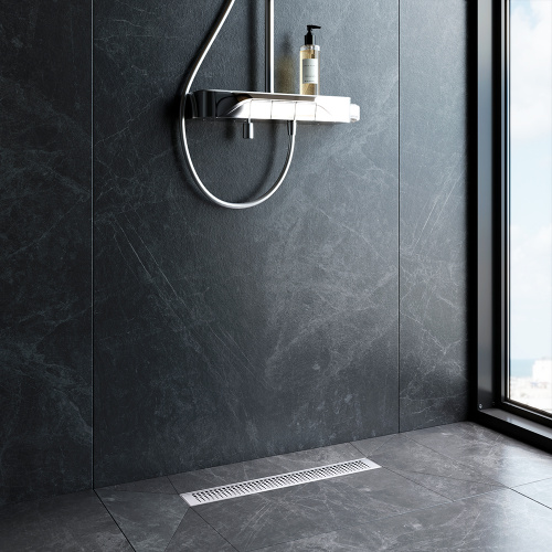 картинка W01SC-P11-050-01SB MasterFlow Трап для душа линейный универс затвор Cut Gradient 50см цвет сталь мат от магазина Сантехстрой