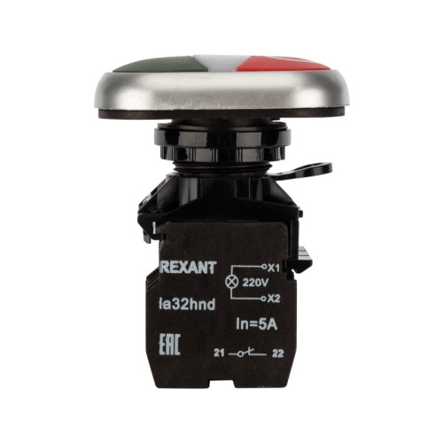 картинка Кнопка LA32 красно-зеленая «Пуск-Стоп» с подсветкой NO+NC от магазина Сантехстрой