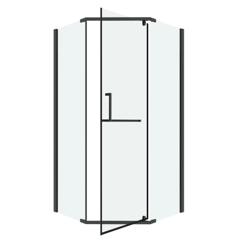 картинка Душ.ограждение 302.K33.03.9090.42.00 Pragma (90*90*195) трапеция,распашн,графит сатин,стекло прозрач от магазина Сантехстрой