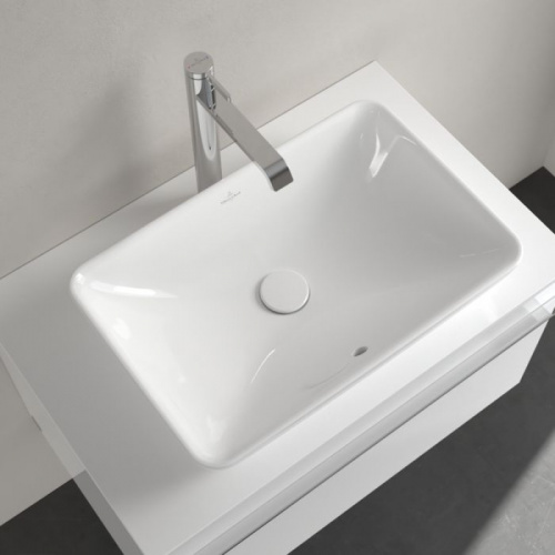 картинка Villeroy&Boch Venticello Раковина накладная 550х360х170, без отв. под смеситель, с переливом, CeramicPlus, цвет альпийский белый от магазина Сантехстрой