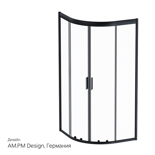 картинка W90G-401-090BT Душевое ограждение Gem 1/4 Rond 90x90 стекло прозрачное, профиль черный матовый, без от магазина Сантехстрой