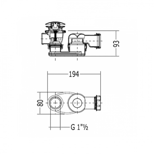 картинка Devon Сифон для ванны AURORA/Diva/Celine/Wave с донным клапаном, цвет: хром (из наличия отдельно не продается!) от магазина Сантехстрой