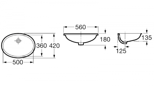 картинка Раковина Roca BERNA 56х42, встраиваемая снизу, белая (7.3278.7.100.1) от магазина Сантехстрой