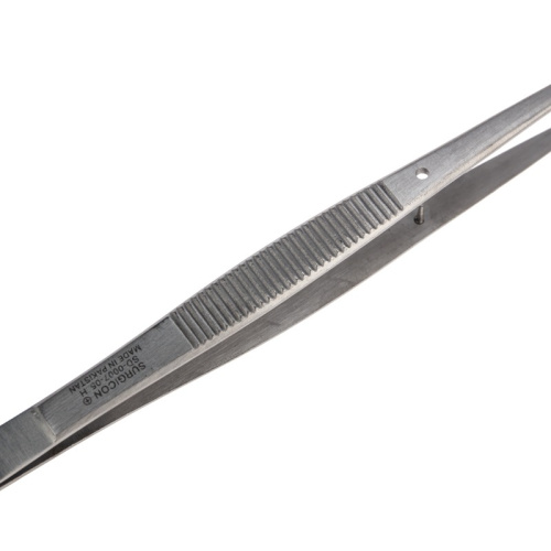 картинка Пинцет изогнутый,  узкий,  фиксатор,  рифленый 155мм ПРОФИ от магазина Сантехстрой