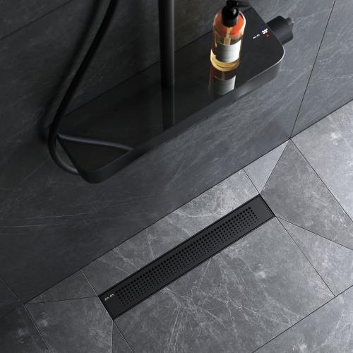 картинка W02SC-P11-050-01BM PrimeFlow Трап для душа линейный универс затвор Cut Gradient 50см цвет черн мат от магазина Сантехстрой