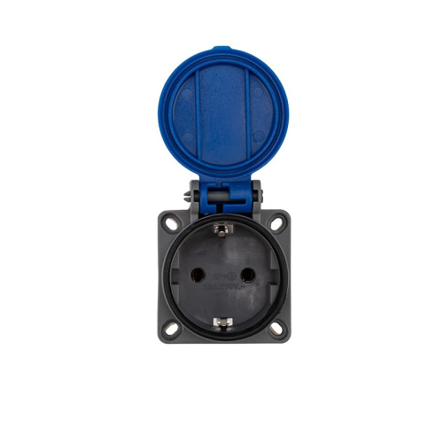 картинка Розетка влагозащищенная с крышкой (панельная),  с/з,  с/у,  16 А,  IP54 REXANT от магазина Сантехстрой