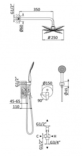 картинка Встраиваемый душевой комплект CEZARES NAUTIC-DSIP-NOP от магазина Сантехстрой