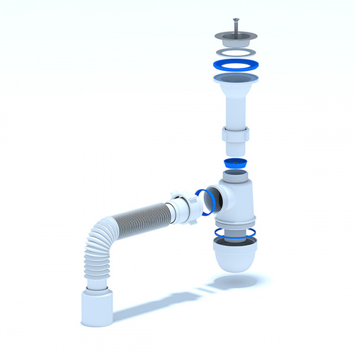 картинка Сифон для раковины Ани Пласт 1 1/2"*40 с литым выпуском, с гибкой трубой 40*50 (С0510) от магазина Сантехстрой