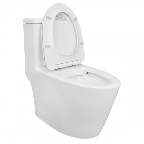 картинка Унитаз-моноблок Creo Ceramique ONE 370х720х760 безободковый, в комплекте с быстросъемным сиденьем микролифт (ON0101) от магазина Сантехстрой