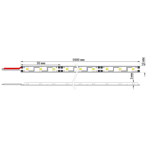 картинка LED лента 5м силикон,  10 мм,  IP65, SMD 5050, 60 LED/m,  12 V,  цвет свечения желтый LAMPER от магазина Сантехстрой