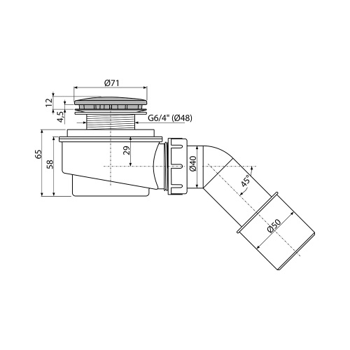 картинка Выпускной комплект Alcadrain для душевого поддона заниженный, хром пластик (AG210252150) от магазина Сантехстрой
