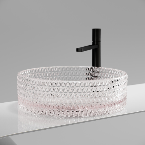 картинка CN6061 Умывальник чаша накладная круглая (цвет розовый) Cristal 360*360*112мм от магазина Сантехстрой