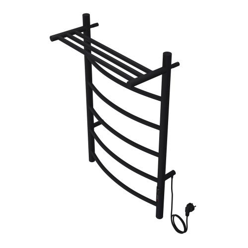 картинка Полотенцесушитель электрический AZARIO VERONA 500/800 5 секций, с полкой, диммер справа, черный (AZ04858PB) от магазина Сантехстрой