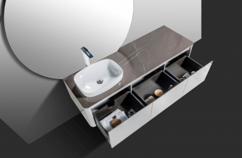 картинка Комплект мебели для ванной Black&White Universe 9151600 подвесной Серый Белый от магазина Сантехстрой