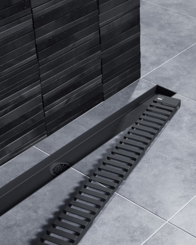 картинка Душевой лоток TIMO Drain System 600 с вставкой "lines", Чёрный (DS230106/03) от магазина Сантехстрой