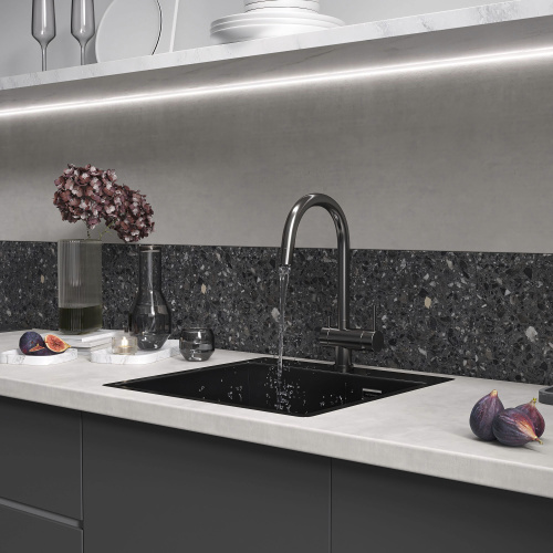 картинка Кухонная мойка Reflexion Iseo RX2250BL оружейная сталь от магазина Сантехстрой