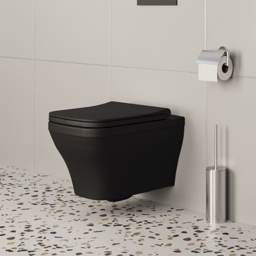 картинка Унитаз Benefit 203T20201R (535*340*360) ЧЁРНЫЙ МАТОВЫЙ подвесной БЕЗОБОДКОВЫЙ, 1 место от магазина Сантехстрой