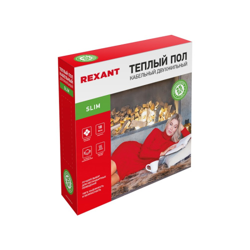 картинка Теплый пол REXANT Slim RNB -55-1000 (1000Вт/55м/ S обогрева,  м2: 4,5-6,5) (двухжильный) от магазина Сантехстрой