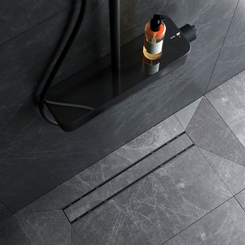 картинка W02SC-U11-060-04BM PrimeFlow Трап для душа линейный универс затвор Tile 60см цвет черн мат от магазина Сантехстрой