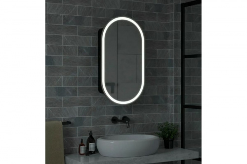 картинка Зеркало-шкаф Reflection Black led 450x800 RF2003BL от магазина Сантехстрой