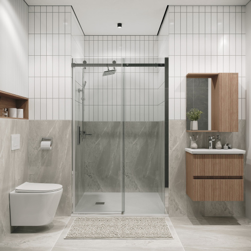 картинка Дверь в нишу 100.K33.04.120.10.00 Classic (120*195) хром, стекло прозрачное, 1 место от магазина Сантехстрой