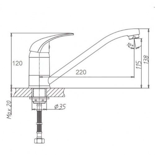 картинка Смеситель для кухни D-Lin D153301, хром от магазина Сантехстрой