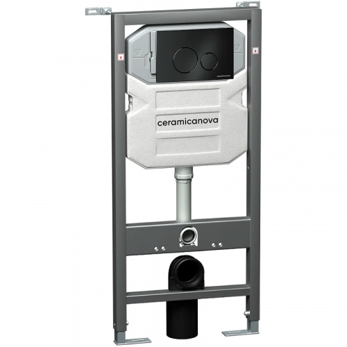 картинка Комплект унитаза с инсталляцией Ceramica Nova Metric CN3007_1001B_1000 с сиденьем Микролифт и Черной матовой клавишей смыва от магазина Сантехстрой