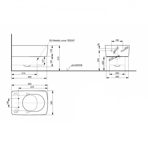 картинка TOTO SG Унитаз подвесной, 390x582x339мм, без сиденья (подходит: TC501CVK), безободковый, CeFiONtect, Tornado Flush  цвет: белый от магазина Сантехстрой