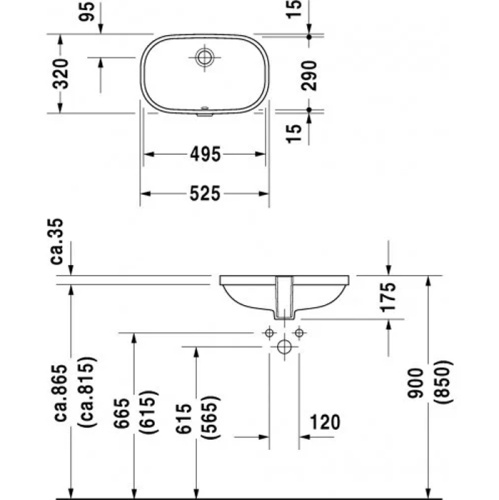 картинка Duravit D-Code Раковина врезная снизу 525х320хh175 мм, с переливом, без отв под смеситель, вкл крепление,  цвет: белый (СПЕЦЦЕНА) от магазина Сантехстрой