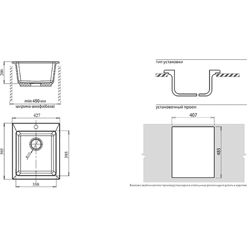 картинка Кухонная мойка GranFest Practic GF-P505 Черная от магазина Сантехстрой