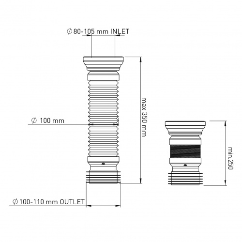 картинка Гофрированная труба для унитаза BathMaster Ø110 350мм от магазина Сантехстрой