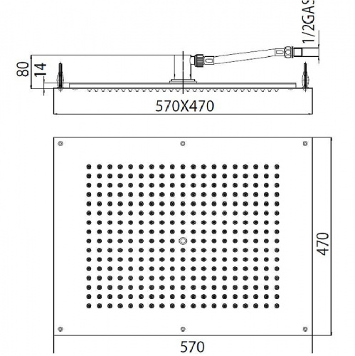картинка BOSSINI DREAM-RECTANGULAR  Верхний душ 570 x 470 mm, цвет: черный матовый от магазина Сантехстрой